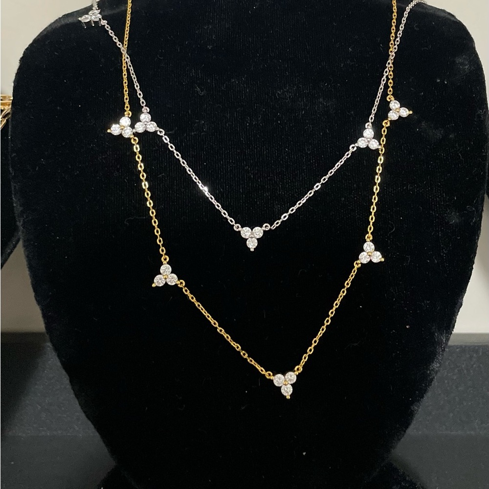 Sterling silver adjustable choker triple cz cluster